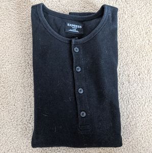 LG Mens Black Waffle Express Henley Shirt